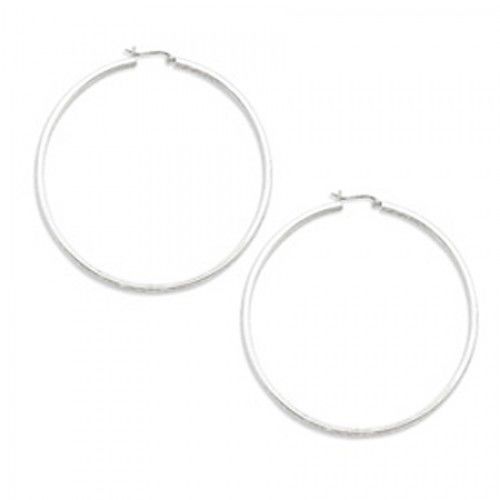 Round Earrings - Hoop in Sterling Silver - Hinge Back - Women - Fascinating