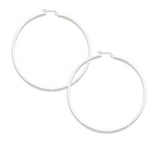 Round Earrings - Hoop in Sterling Silver - Notched with Hinge - Women - Fine