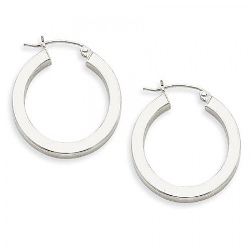 Round Earrings - Hoop in Sterling Silver - Hinge with Post - Women - Grand