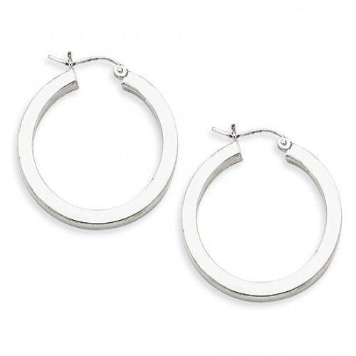 Round Earrings - Hoop in Sterling Silver - Notched W/ Post - Women - Ideal