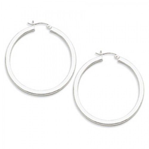 Round Earrings - Hoop in Sterling Silver - Hinge W/ Post - Women - Nice