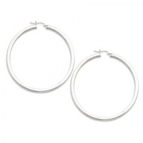 Round Earrings - Hoop in Sterling Silver - Post with Hinge - Women - Radiant