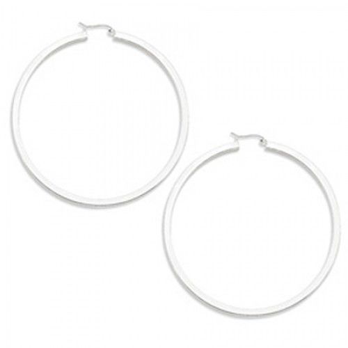 Round Earrings - Hoop in Sterling Silver - Hinge with Post - Women - Shapely