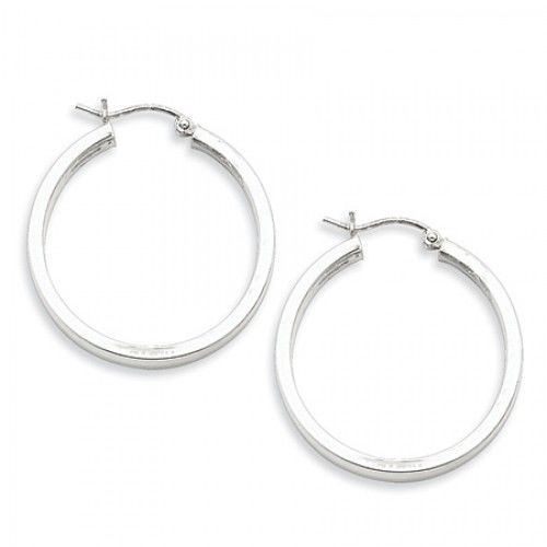 Round Earrings - Hoop in Sterling Silver - Hinge W/ Post - Women - Wonderful