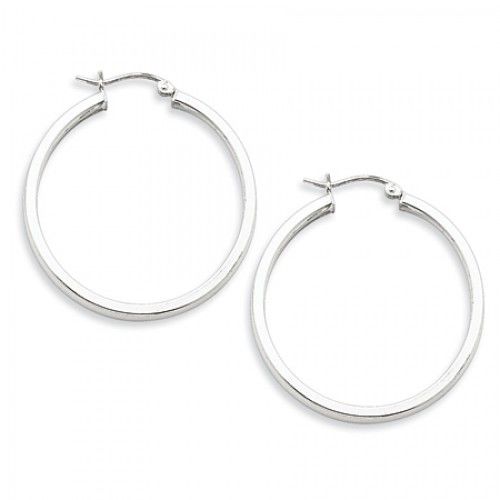 Round Earrings - Hoop in Sterling Silver - Hinge Back - Women - Alluring