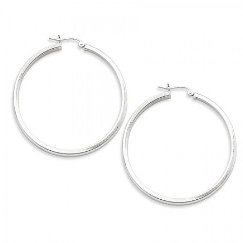 Round Earrings - Hoop in Sterling Silver - Post with Hinge - Women - Glamorous