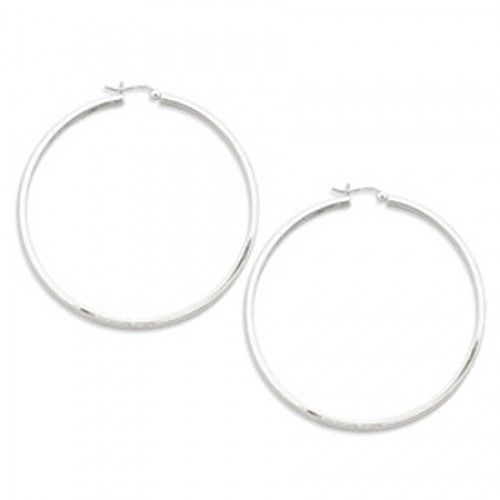 Round Earrings - Hoop in Sterling Silver - Notched W/ Post - Women - Pleasant