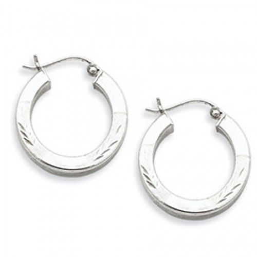 Round Earrings - Hoop in Sterling Silver - Notched with Hinge - Tasteful