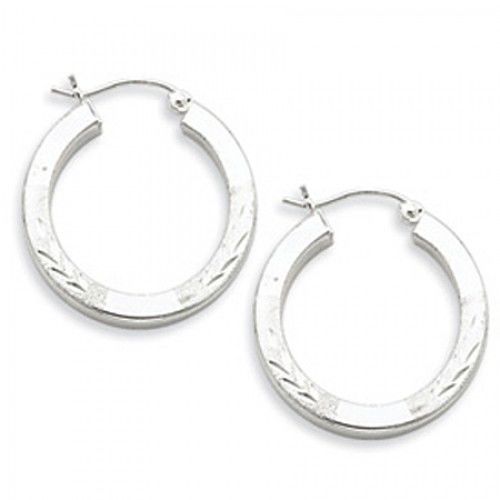 Round Earrings - Hoop in Sterling Silver - Post with Hinge - Women - Adorable