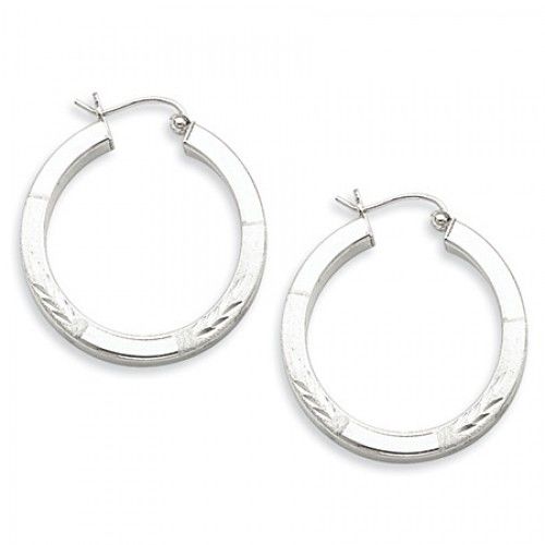 Round Earrings - Hoop in Sterling Silver - Notched Back - Women - Lovable