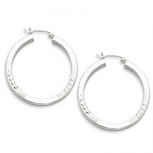 Round Earrings - Hoop in Sterling Silver - Hinge with Post - Women - Mesmerizing