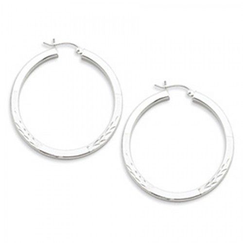 Round Earrings - Hoop in Sterling Silver - Notched W/ Post - Interesting
