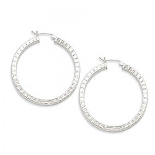 Round Earrings - Hoop in Sterling Silver - Notched W/ Hinge - Women - Astounding