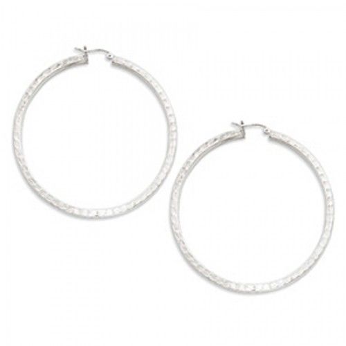 Round Earrings - Hoop in Sterling Silver - Post with Hinge - Women - Riveting