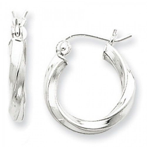 Twisted Round Earrings - Hoop in Sterling Silver - Notched W/ Hinge - Exquisite