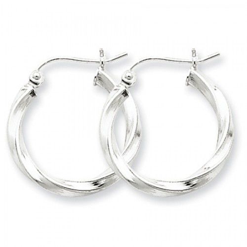 Twisted Round Earrings - Hoop in Sterling Silver - Hinge W/ Post - Fascinating
