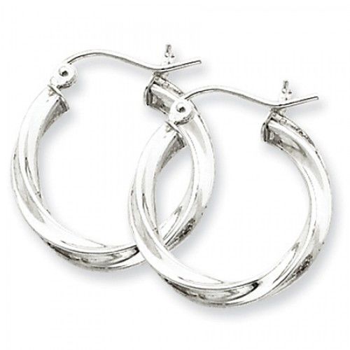Twisted Round Earrings - Hoop in Sterling Silver - Hinge Back - Women - Fine