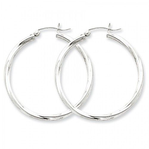 Twisted Round Earrings - Hoop in Sterling Silver - Notched Back - Grand