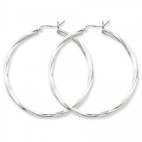 Twisted Round Earrings - Hoop in Sterling Silver - Notched W/ Post - Pleasing