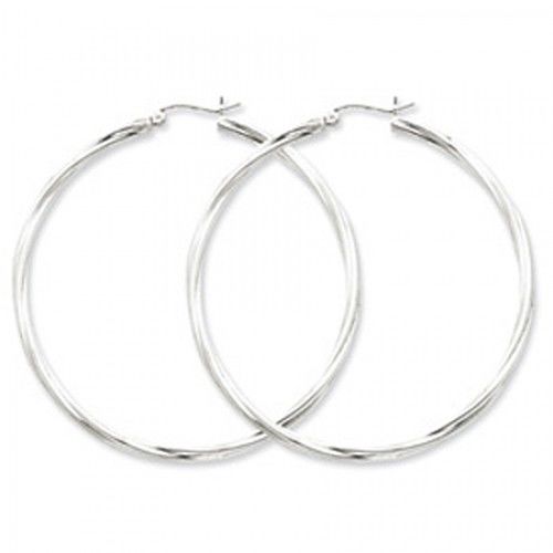 Twisted Round Earrings - Hoop in Sterling Silver - Notched W/ Hinge - Nice