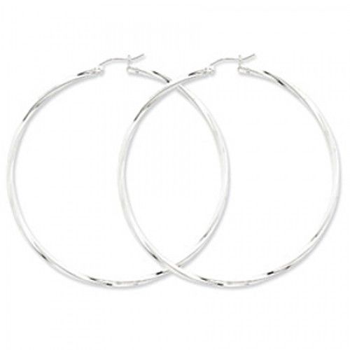 Twisted Round Earrings - Hoop in Sterling Silver - Notched with Hinge - Radiant