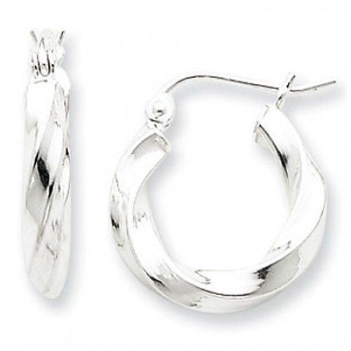 Twisted Round Earrings - Hoop in Sterling Silver - Notched Back - Shapely