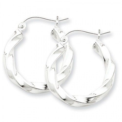 Twisted Round Earrings - Hoop in Sterling Silver - Hinge with Post - Splendid