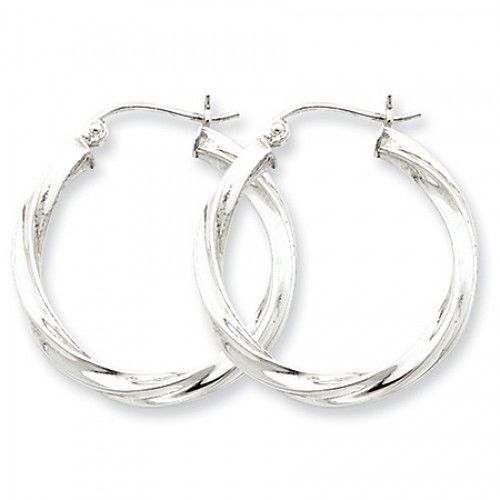 Twisted Round Earrings - Hoop in Sterling Silver - Notched W/ Post - Stunning