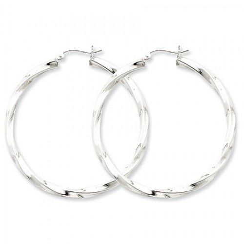 Twisted Round Earrings - Hoop in Sterling Silver - Hinge Back - Captivating