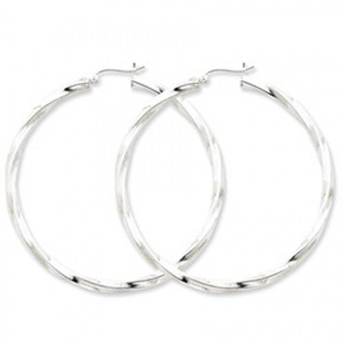 Twisted Round Earrings - Hoop in Sterling Silver - Post with Hinge - Fetching