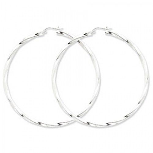 Twisted Round Earrings - Hoop in Sterling Silver - Notched W/ Post - Seductive