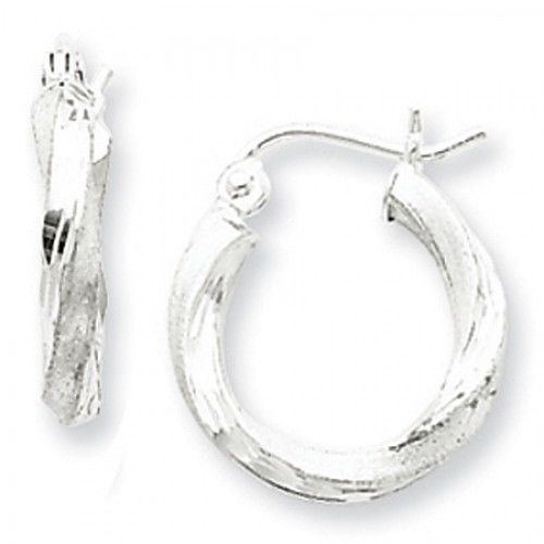 Twisted Round Earrings - Hoop in Sterling Silver - Notched W/ Hinge - Tempting