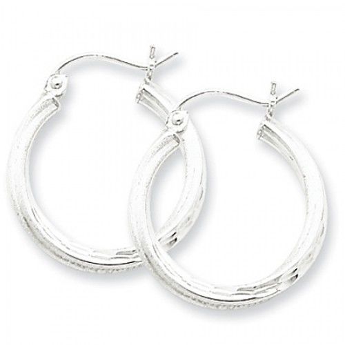 Twisted Round Earrings - Hoop in Sterling Silver - Hinge Back - Tasteful