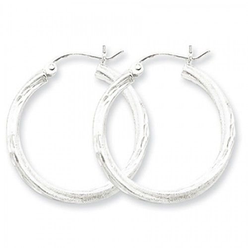 Twisted Round Earrings - Hoop in Sterling Silver - Notched with Hinge - Adorable