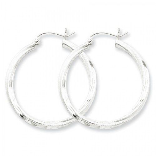 Twisted Round Earrings - Hoop in Sterling Silver - Post with Hinge - Lovable