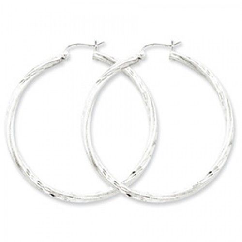 Twisted Round Earrings - Hoop in Sterling Silver - Notched W/ Post - Great