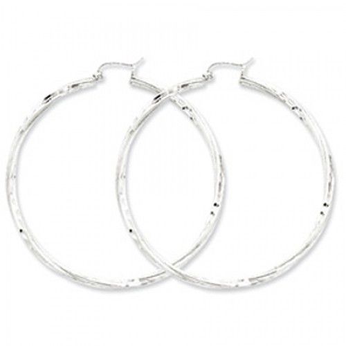 Twisted Round Earrings - Hoop in Sterling Silver - Notched W/ Hinge - Excellent