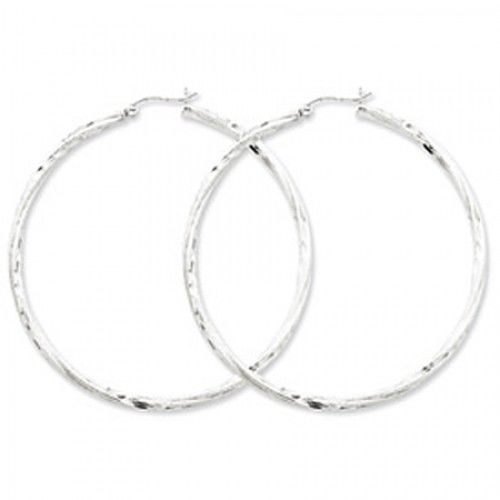 Twisted Round Earrings - Hoop in Sterling Silver - Hinge W/ Post - Stylish