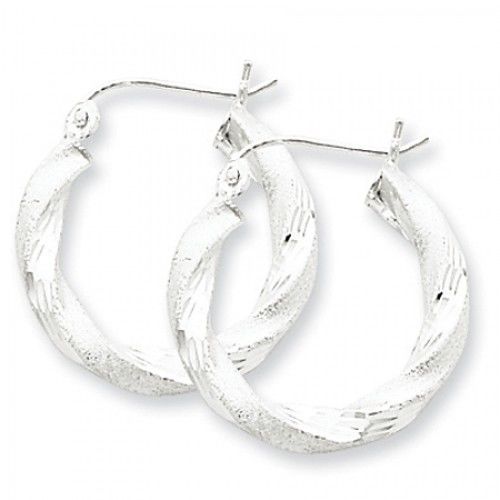 Twisted Round Earrings - Hoop in Sterling Silver - Hinge with Post - Impressive