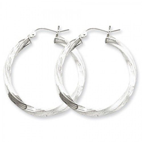 Twisted Round Earrings - Hoop in Sterling Silver - Post W/ Hinge - Astounding