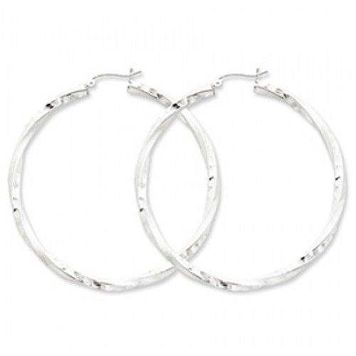 Twisted Round Earrings - Hoop in Sterling Silver - Post with Hinge - Lovely