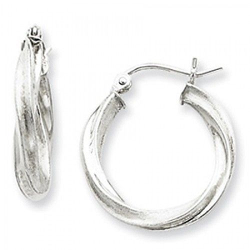 Twisted Round Earrings - Hoop in Sterling Silver - Notched W/ Hinge - Charming