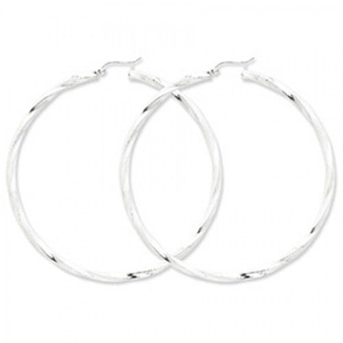 Twisted Round Earrings - Hoop in Sterling Silver - Hinge W/ Post - Women - Fine