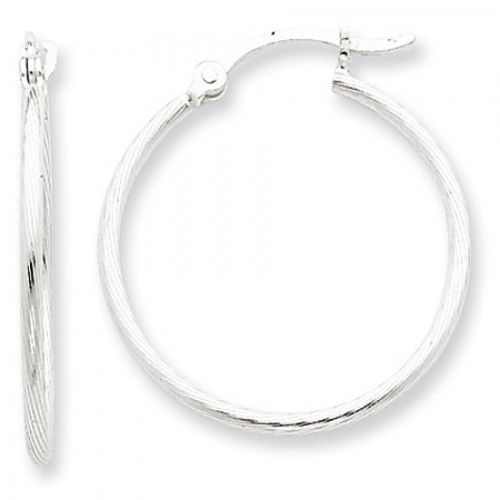 Round Earrings - Hoop in Sterling Silver - Notched with Hinge - Women - Graceful