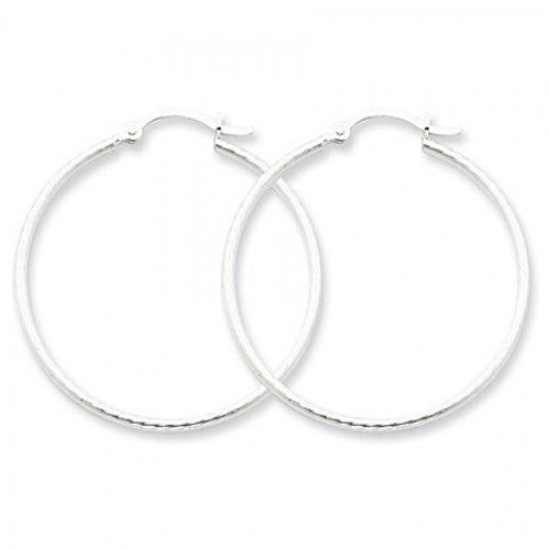 Round Earrings - Hoop in Sterling Silver - Notched Back - Women - Ideal