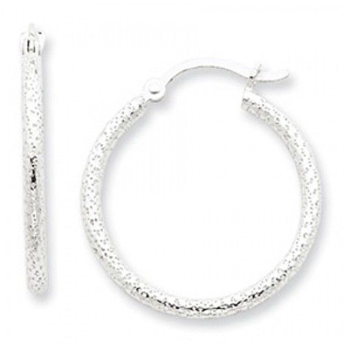 Round Earrings - Hoop in Sterling Silver - Notched W/ Post - Women - Marvelous