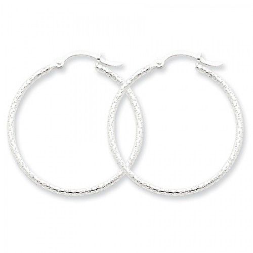 Round Earrings - Hoop in Sterling Silver - Post W/ Hinge - Women - Nice