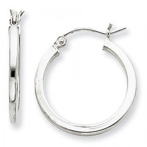 Square Tube Earrings - Hoop in Sterling Silver - Hinge Back - Women - Radiant
