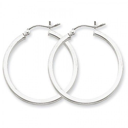 Square Tube Earrings - Hoop in Sterling Silver - Post with Hinge - Shapely