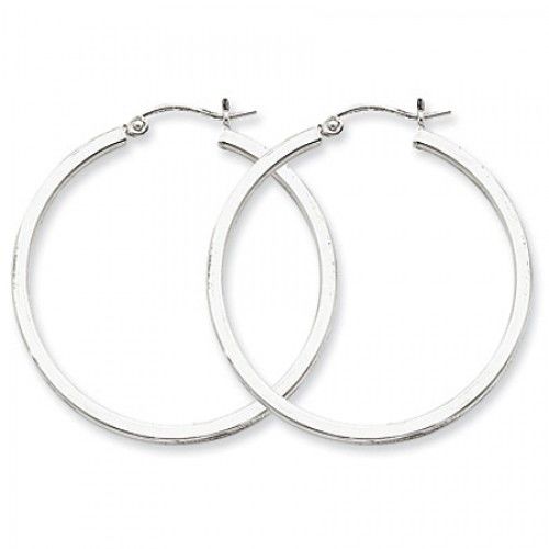 Square Tube Earrings - Hoop in Sterling Silver - Notched Back - Splendid